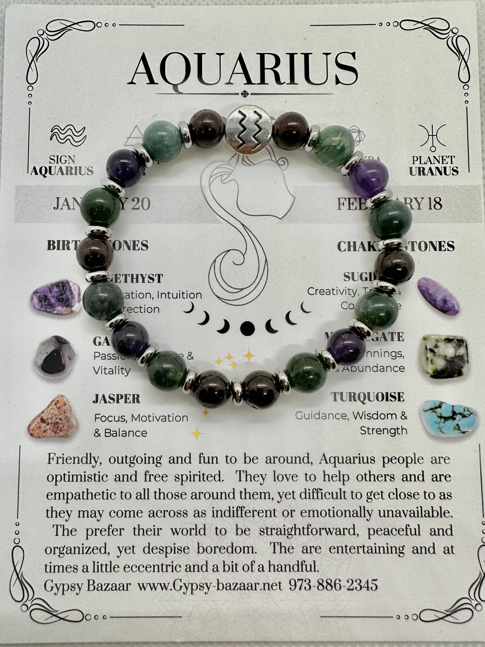 zodiac aquarius bracelet on card scaled