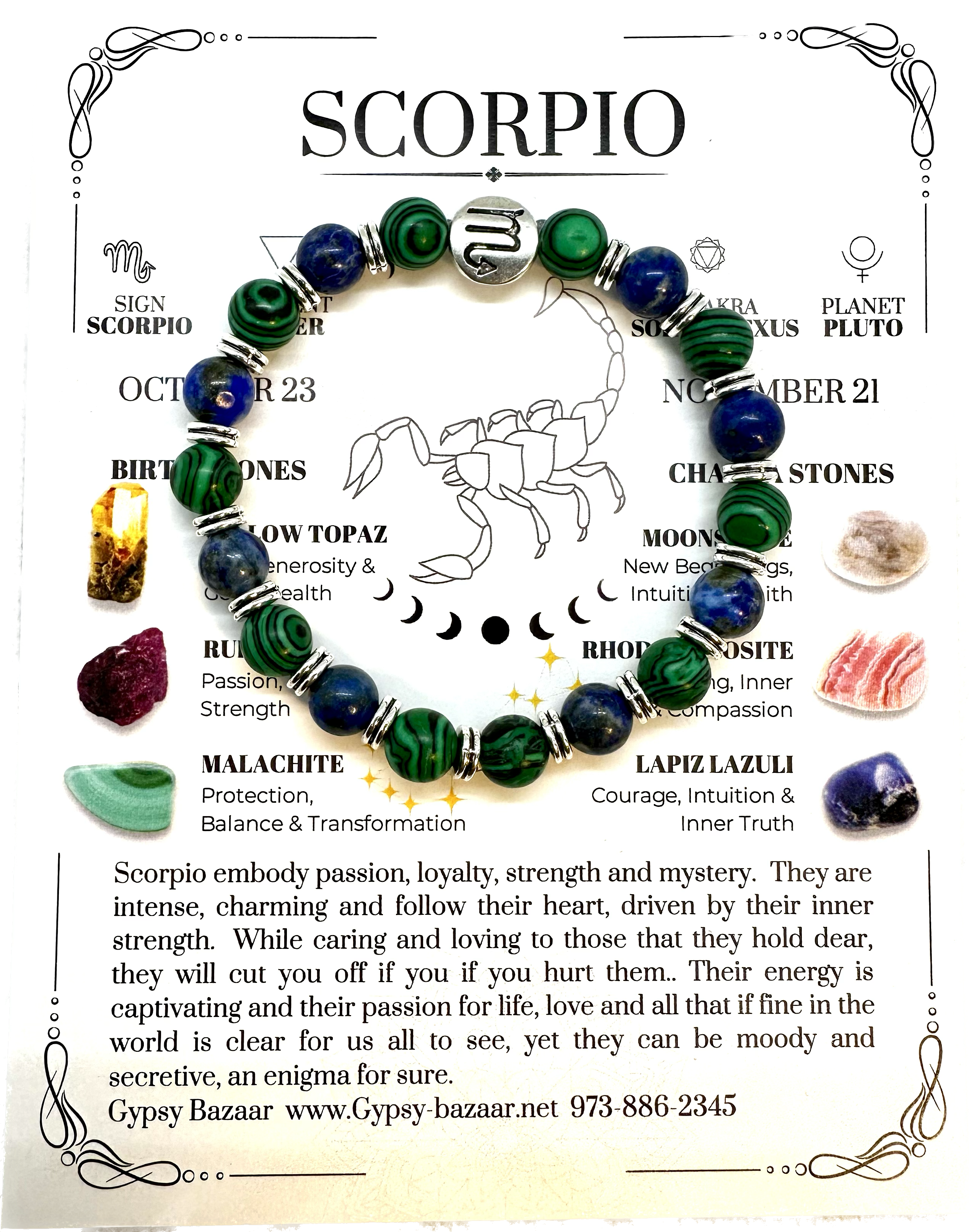 Amazon.com: Zodiac Bracelet for Men Women 10mm Natural Black Onyx Stone  Star Sign Constellation Horoscope Bracelet Gifts (Scorpio) : Handmade  Products